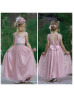 Dusty Rose Lace Tulle Floor Length Flower Girl Dress